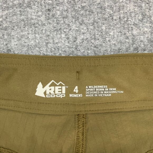 Rei Shorts Womens 4 Olive Cragland Ripstop Nylon Multi Pockets Water Repellant - Picture 5 of 13